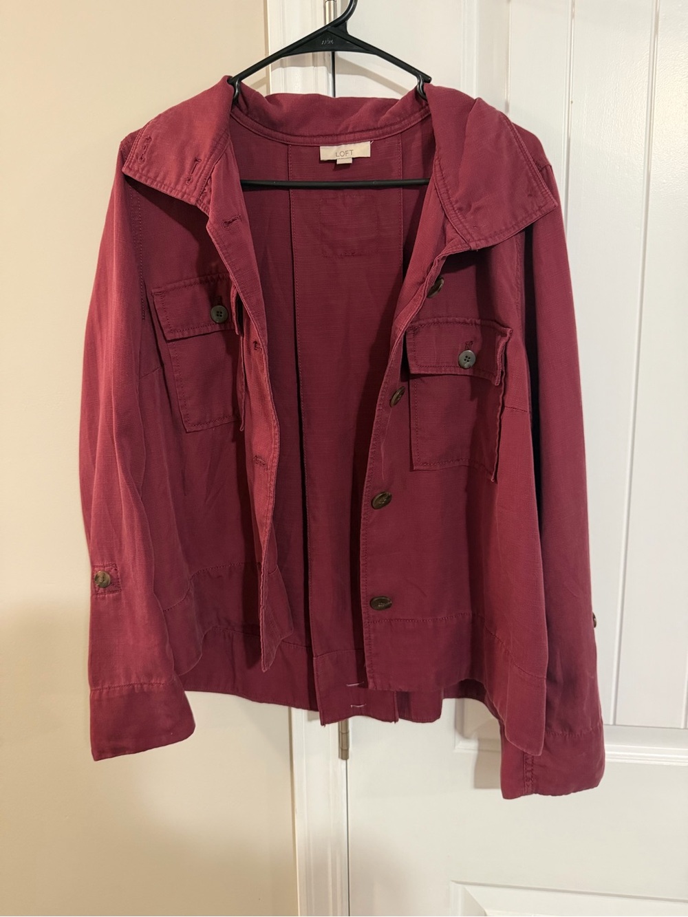LOFT Burgundy Maroon Utility Cargo Field Jacket Size L
